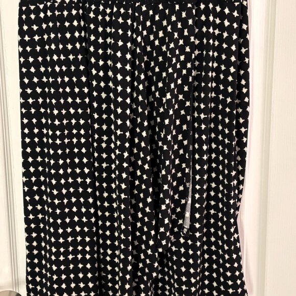Merona Black & White Geometric Sleeveless Faux-Wrap Midi Dress XL - Picture 4 of 8